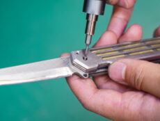 assembling pocketknife made from waterjet cut metals