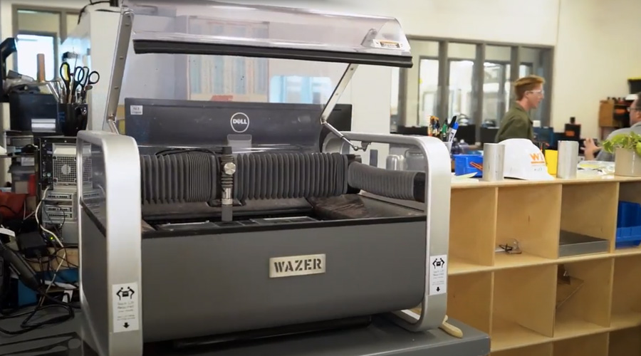 wazer waterjet in school aeronautics lab