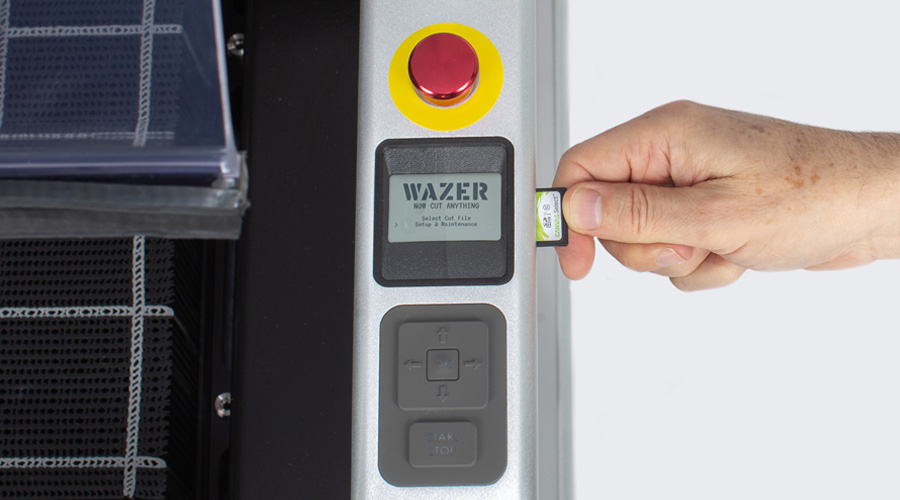SD card loading cut file into Wazer waterjet