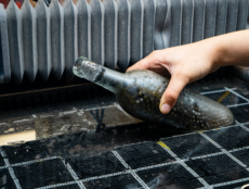 loading a bottle for waterjet cutting