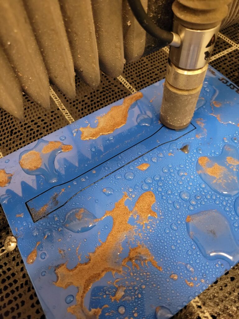 waterjet cutting plastic test coupons